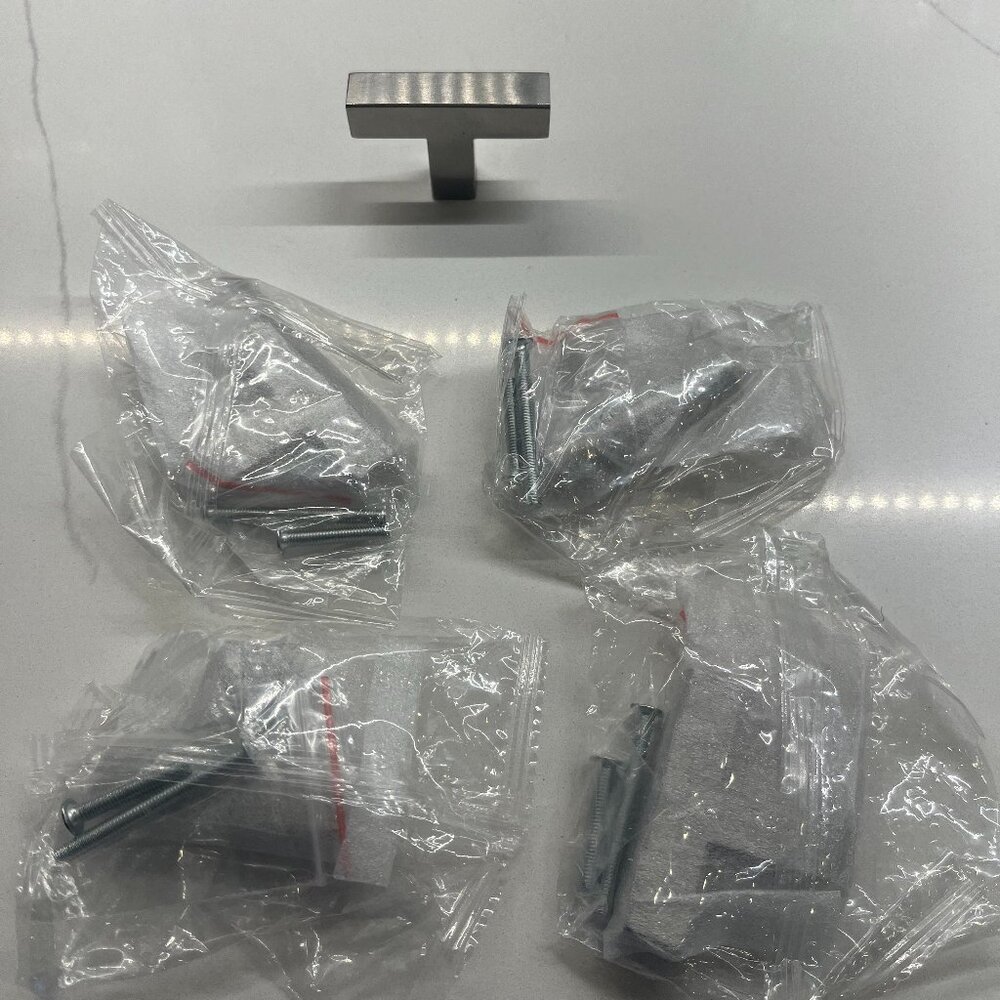 Modern Silver Cabinet Knobs with Screws Set of Four New in Package